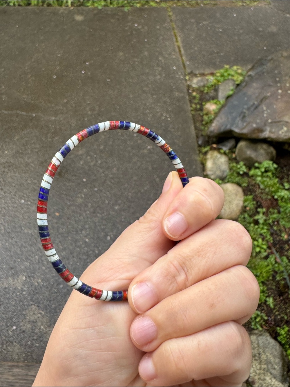Vintage Red, White, and Blue Enamel Disc Bangle